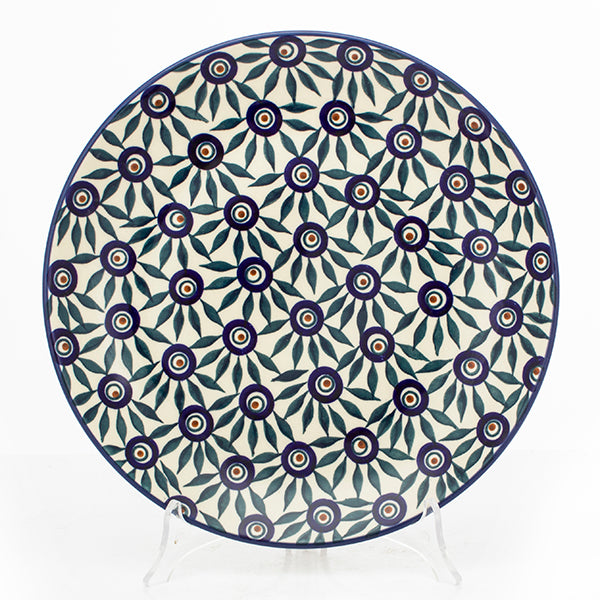 Talerz obiadowy 26 cm AS60 w granatowo-zielone kwiaty
