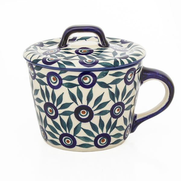 Smalcówka mała ceramiczna AS60 w granatowo-zielone kwiaty