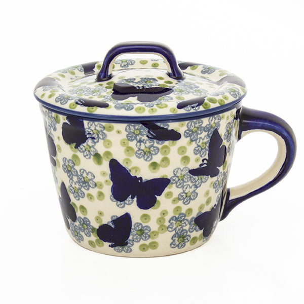 Smalcówka mała ceramiczna AS57 w granatowe motyle