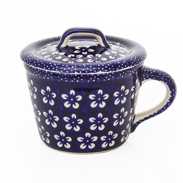 Smalcówka mała ceramiczna J8KO kobaltowa w kwiaty