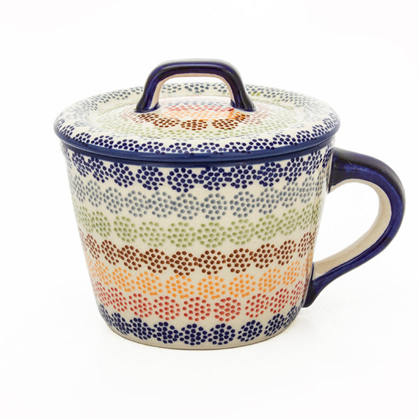 Smalcówka mała ceramiczna AS37 w kolorowe kropeczki