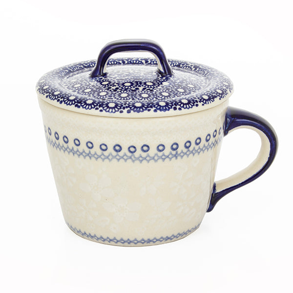 Smalcówka mała ceramiczna SB06 białe kwiaty