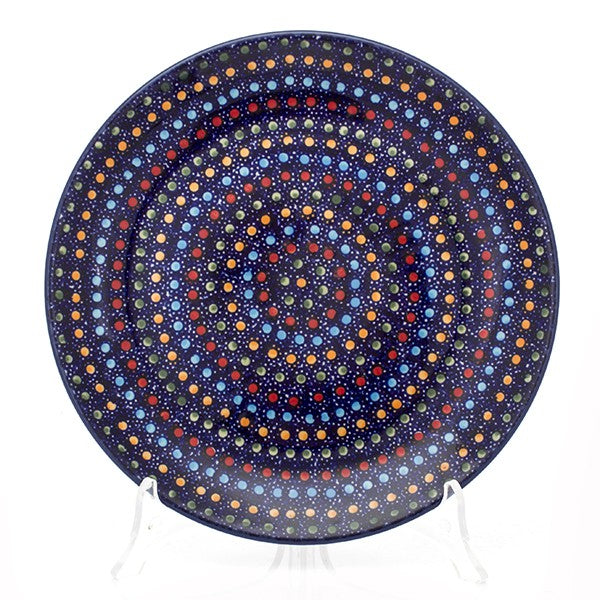 Talerz śniadaniowy 22 cm IZ20 granatowy w kolorowe kropki
