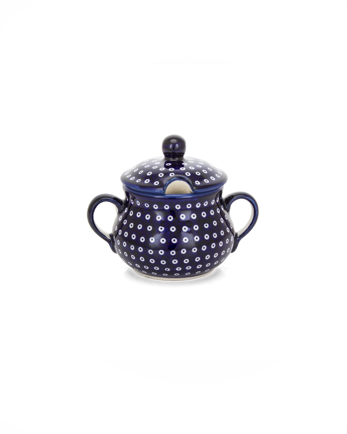 Cukiernica ceramiczna granatowa 70MI w kropki