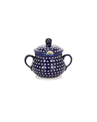 Cukiernica ceramiczna granatowa 70MI w kropki