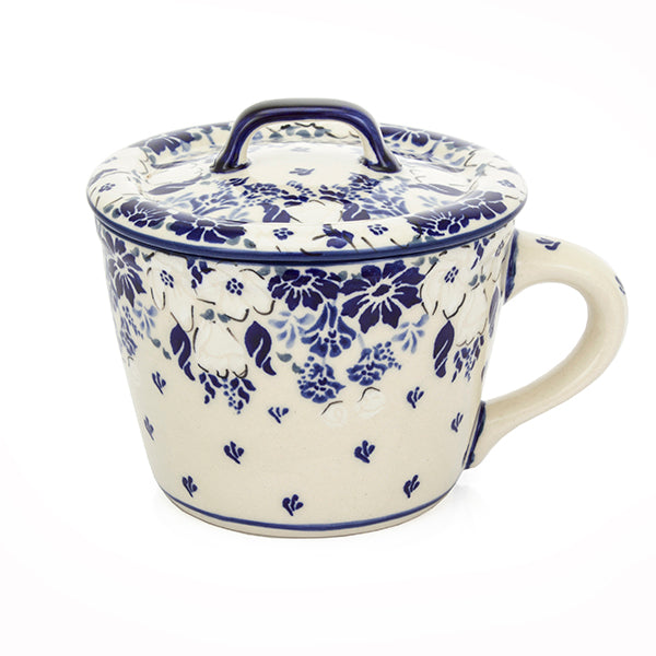 Smalcówka mała ceramiczna JZ44 kremowa w kwiatuszki